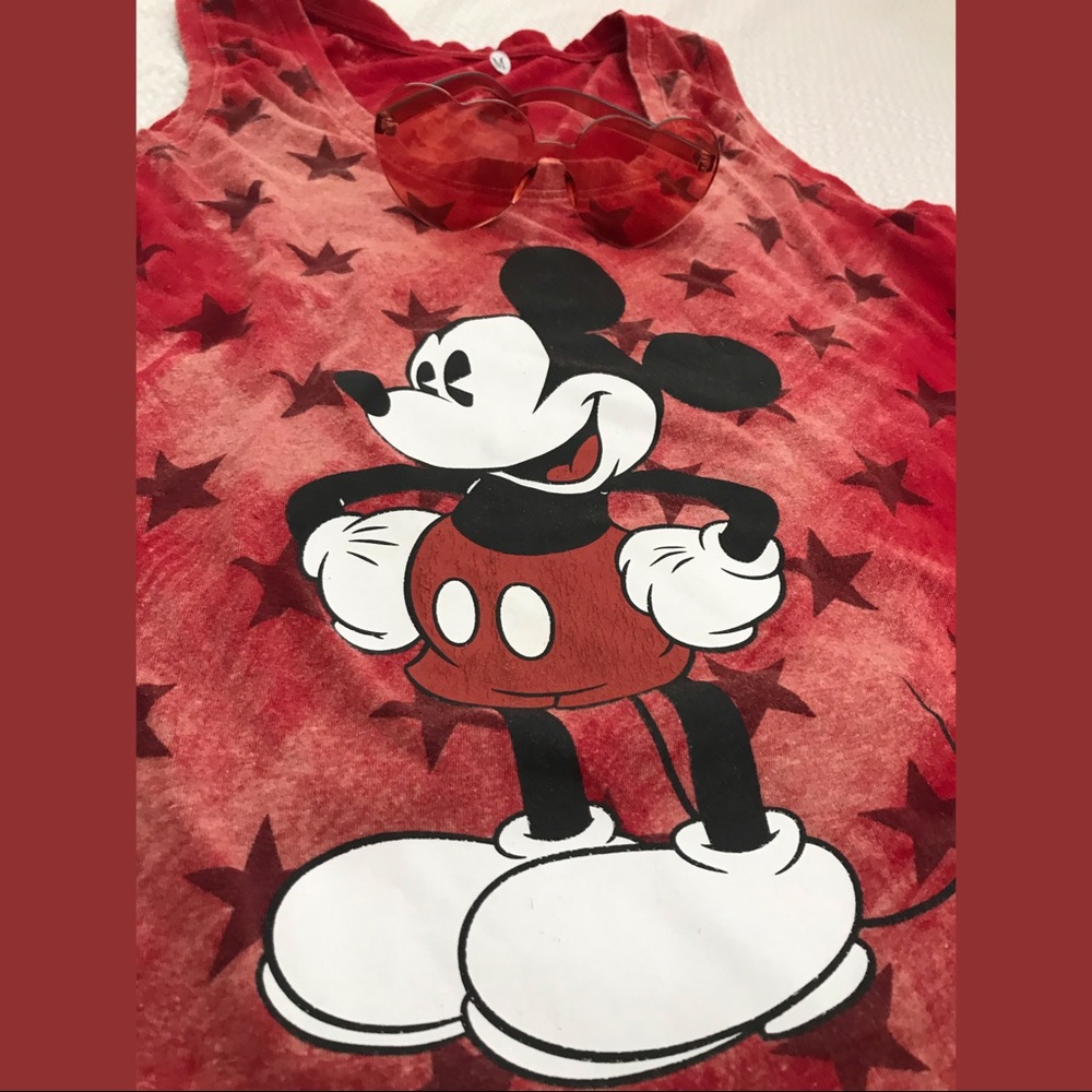 Dark Red MickeyMouse Top & Heart Sunglasses Bundle